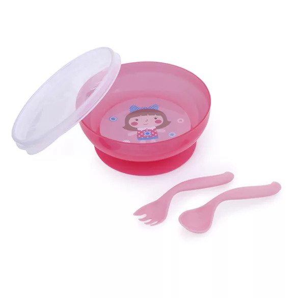Canpol babies Miska s príborom a viečkom, 350 ml, TOYS