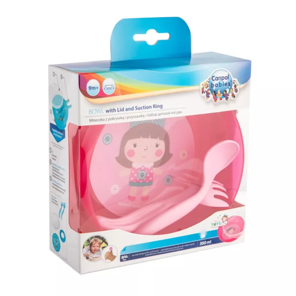 Canpol babies Miska s príborom a viečkom, 350 ml, TOYS