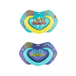   Canpol babies Sada symetrických silikónových cumlíkov, Light touch, 6–18 mesiacov, NEON LOVE, 2 ks