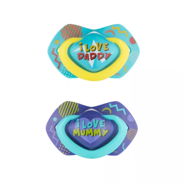 Canpol babies Sada symetrických silikónových cumlíkov, Light touch, 6–18 mesiacov, NEON LOVE, 2 ks