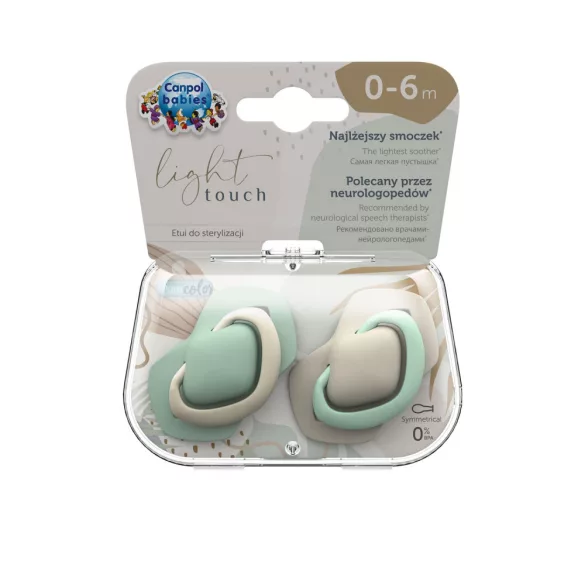 Canpol babies Sada symetrických silikónových cumlíkov, Light touch, 0–6 mesiacov, PURE COLOR, 2 ks