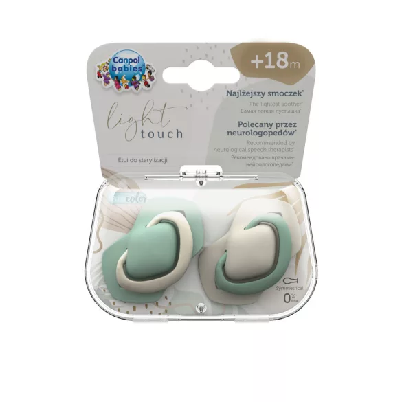 Canpol babies Sada symetrických silikónových cumlíkov, Light touch, od 18 mesiacov, PURE COLOR, 2 ks