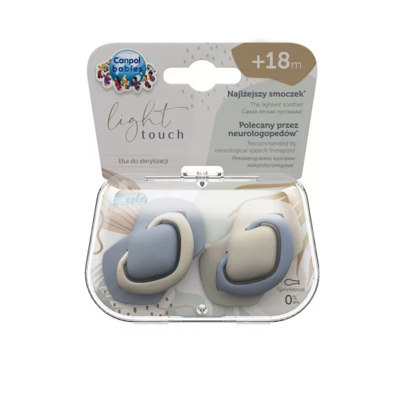 Canpol babies Sada symetrických silikónových cumlíkov, Light touch, 18 mesiacov+, PURE COLOR, 2 ks