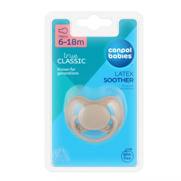 Canpol babies Gumový cumlík v tvare čerešne, NUDE, 6–18 mesiacov, 1 ks – béžová