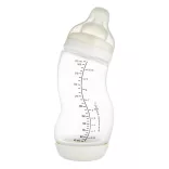 Canpol babies S-tvarová fľaša s širokým hrdlom a protikolikovým ventilom, 310 ml