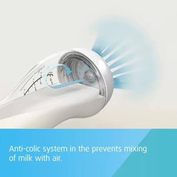 Canpol babies S-tvarová fľaša s širokým hrdlom a protikolikovým ventilom, 310 ml