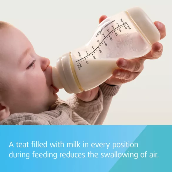 Canpol babies S-tvarová fľaša s širokým hrdlom a protikolikovým ventilom, 310 ml