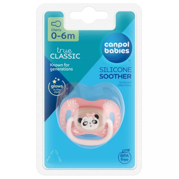 Canpol babies Silikónový cumlík v tvare čerešne EXOTIC ANIMALS 0–6 mesiacov – panda