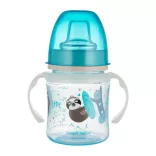 Canpol babies Silikónový detský pohárik s náustkom, so svietiacou rukoväťou, EXOTIC ANIMALS, 120 ml, modrý