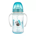 Canpol babies Silikónový pohárik s náustkom, so svietiacou rukoväťou, EXOTIC ANIMALS, 240 ml, modrý