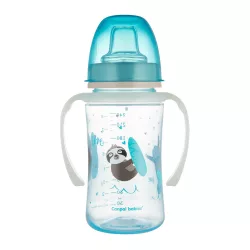   Canpol babies Silikónový pohárik s náustkom, so svietiacou rukoväťou, EXOTIC ANIMALS, 240 ml, modrý