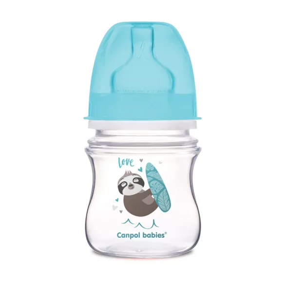 Canpol babies Antikolíková fľaša, EasyStart, EXOTIC ANIMALS, 120 ml – modrá
