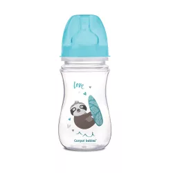   Canpol babies Antikolíková fľaša, EasyStart, EXOTIC ANIMALS, 240 ml – modrá