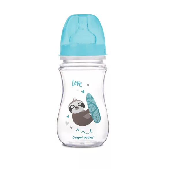 Canpol babies Antikolíková fľaša, EasyStart, EXOTIC ANIMALS, 240 ml – modrá