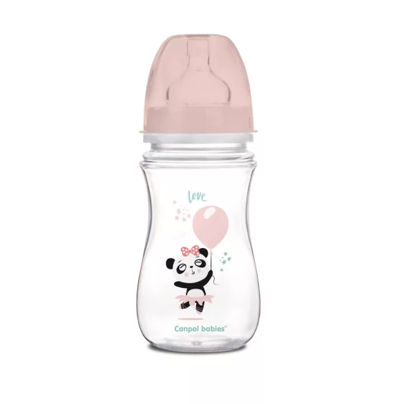 Canpol babies Antikolíková fľaša, EasyStart, EXOTIC ANIMALS, 240 ml – ružová