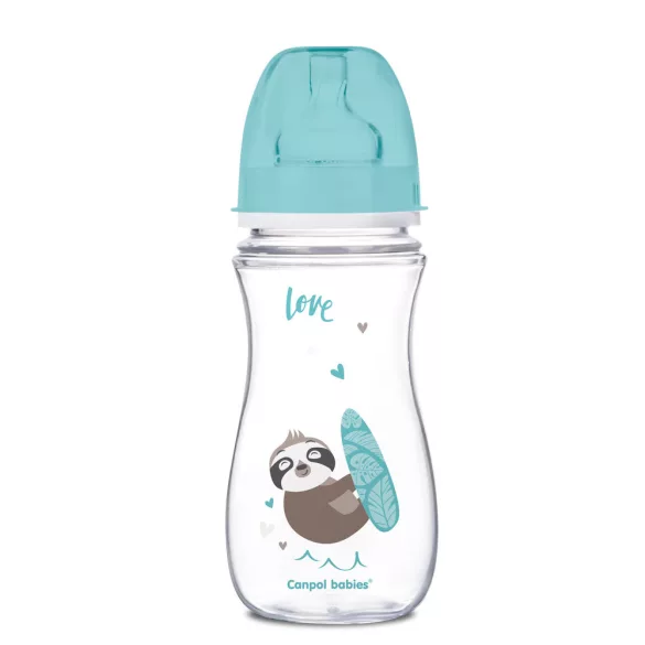 Canpol babies Antikolíková fľaša, EasyStart, EXOTIC ANIMALS, 300 ml - modrá