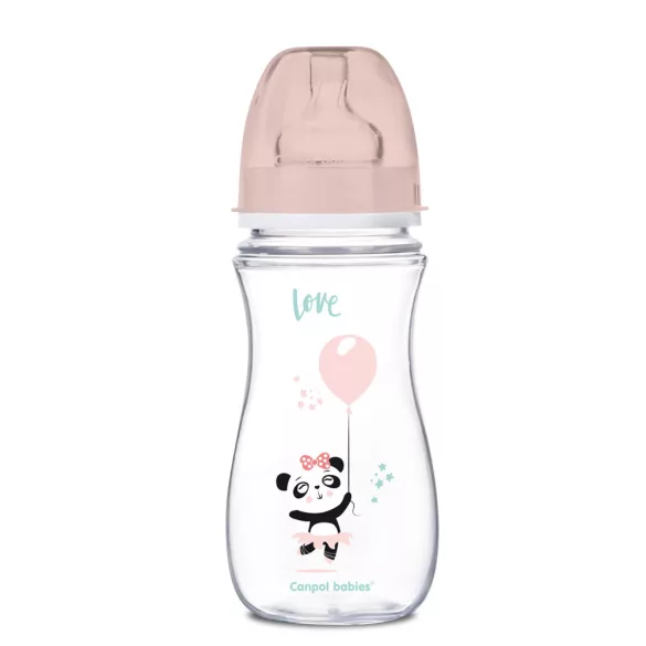 Canpol babies Antikolíková fľaša, EasyStart, EXOTIC ANIMALS, 300 ml – ružová