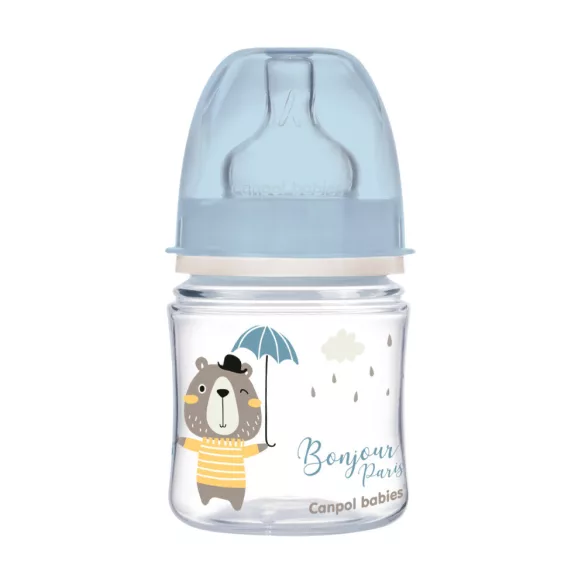 Canpol babies Antikolíková fľaša, EasyStart, 120 ml, BONJOUR PARIS - modrá