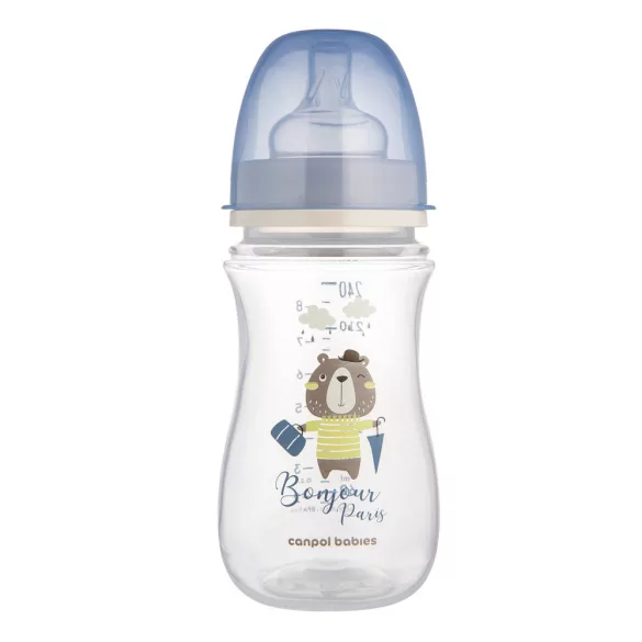 Canpol babies Antikolíková fľaša, 240 ml, Easy Start BONJOUR PARIS – modrá