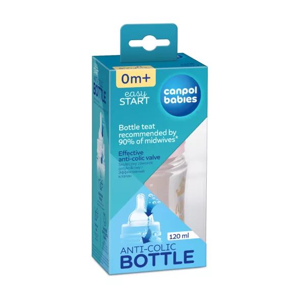 Canpol babies Antikolíková fľaša, EasyStart, ROYAL BABY, 120 ml – ružová