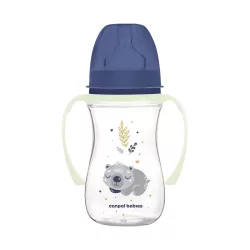   Canpol babies Antikolíková fľaša s svietiacou rukoväťou, EasyStart, SLEEPY KOALA, 240 ml - modrá