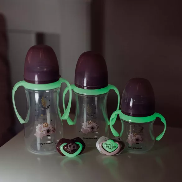 Canpol babies Antikolíková fľaša s svietiacou rukoväťou, EasyStart, SLEEPY KOALA, 240 ml - ružová