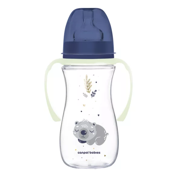 Canpol babies Antikolíková fľaša s osvetlenou rukoväťou, EasyStart, SLEEPY KOALA, 300 ml – modrá