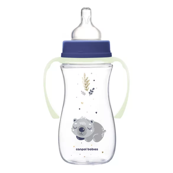 Canpol babies Antikolíková fľaša s osvetlenou rukoväťou, EasyStart, SLEEPY KOALA, 300 ml – modrá