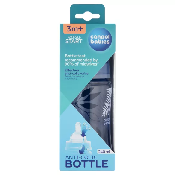 Canpol babies Antikolíková fľaša, EasyStart, GOLD, 240 ml – modrá