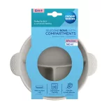 Canpol babies Silikónová miska s priehradkami, s prísavkou, 360 ml, DOTS – sivá
