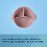 Canpol babies Silikónová miska s priehradkami, s prísavkou, 360 ml, DOTS – ružová