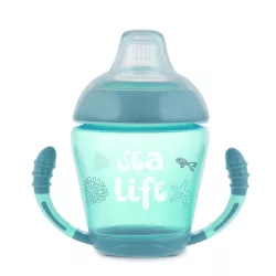   Canpol babies Neškvrňujúci pohárik s mäkkou silikónovou cumlíkom, 230 ml, SEA LIFE – sivý