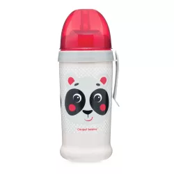  Canpol babies Športový pohárik bez kvapiek, so silikónovou slamkou, 350 ml, HELLO LITTLE - červený