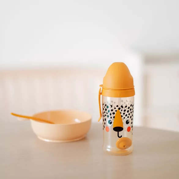 Canpol babies Športový pohárik bez kvapiek s vyváženou slamkou BabiesBoo 350 ml – gepard