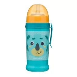   Canpol babies Športový pohárik bez kvapiek, so silikónovou slamkou, 350 ml, HELLO LITTLE - tyrkysová