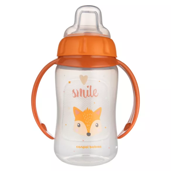 Canpol babies Naučný pohárik so silikónovým náustkom, CUTE ANIMALS, 320 ml, líška
