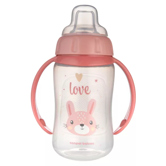 Canpol babies Naučný pohárik so silikónovým náustkom, CUTE ANIMALS, 320 ml, zajačik