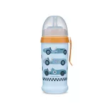 Canpol babies Športový pohárik, s nekapajúcim silikónovým náustkom, 350 ml, RACING – svetlo modrý