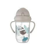 Canpol babies Ťažký pohárik s brčkom proti kvapkaniu, 270 ml, od 6 mesiacov, EXOTIC ANIMALS – sivý