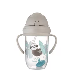   Canpol babies Ťažký pohárik s brčkom proti kvapkaniu, 270 ml, od 6 mesiacov, EXOTIC ANIMALS – sivý