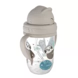 Canpol babies Ťažký pohárik s brčkom proti kvapkaniu, 270 ml, od 6 mesiacov, EXOTIC ANIMALS – sivý