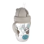 Canpol babies Ťažký pohárik s brčkom proti kvapkaniu, 270 ml, od 6 mesiacov, EXOTIC ANIMALS – sivý