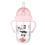 Canpol babies Ťažký pohárik s brčkom proti rozliatiu, 270 ml, od 6 mesiacov, EXOTIC ANIMALS – ružový