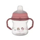 Canpol babies Pohárik so silikónovým náustkom, FirstCup, 150 ml, Bonjour Paris – ružový