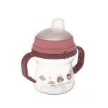 Canpol babies Pohárik so silikónovým náustkom, FirstCup, 150 ml, Bonjour Paris – ružový