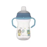 Canpol babies Pohárik so silikónovým náustkom, FirstCup, 250 ml, Bonjour Paris - modrý
