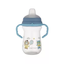  Canpol babies Pohárik so silikónovým náustkom, FirstCup, 250 ml, Bonjour Paris - modrý