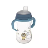 Canpol babies Pohárik so silikónovým náustkom, FirstCup, 250 ml, Bonjour Paris - modrý