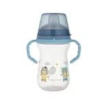 Canpol babies Pohárik so silikónovým náustkom, FirstCup, 250 ml, Bonjour Paris - modrý