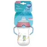 Canpol babies Pohárik so silikónovým náustkom, FirstCup, 250 ml, Bonjour Paris - modrý